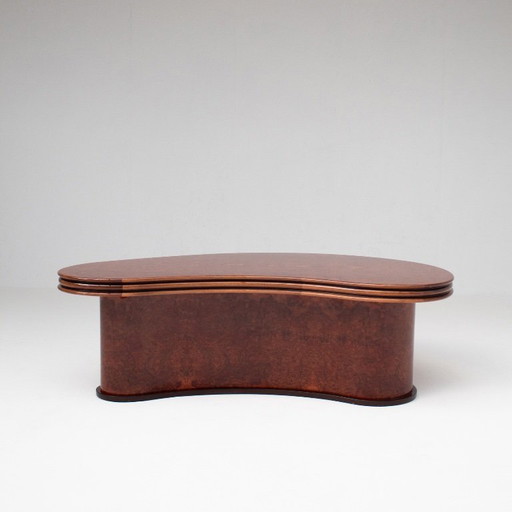 Curved Burl Wood Coffee Table