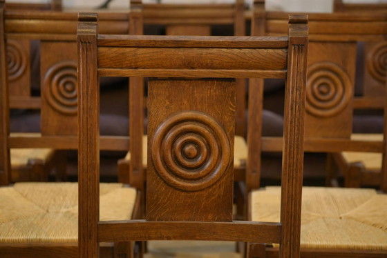 Set of 6 brutalist oak chairs from the 1950s. – Dining chairs (photo 7 of 15)