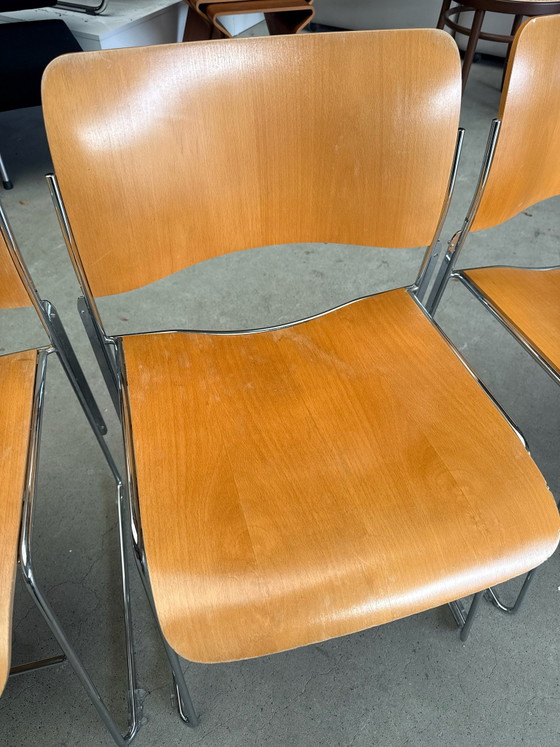 Set of 4 Howe 40/4 chairs, Dining chairs, Wood, Chrome, Brown (photo 5 of 15)