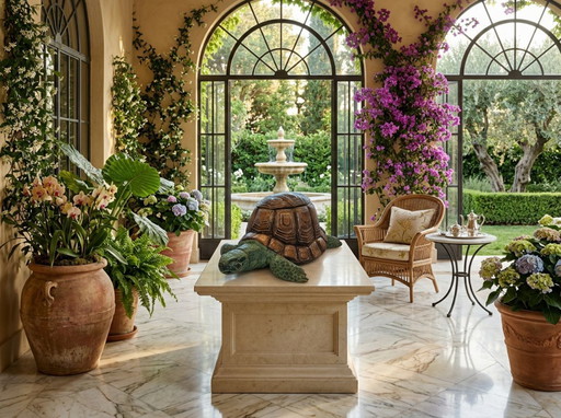 Sculpture artistique en métal représentant une tortue