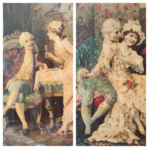 2 peintures sur une plaque de métal