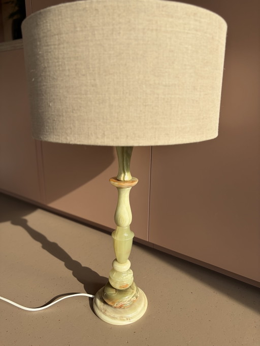 Vintage Hollywood Regency XL Table Lamp – Green Onyx Marble (54 cm) – tafellampen