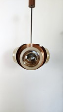 Lustre Sputnik vintage / Suspension en cuivre / Plafonnier / Lampe suspendue / Yougoslavie années 70 / Luminaire en verre ambré 