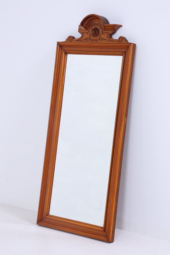 Image 1 of miroir vintage art nouveau | Mid Century miroir suspendu bois rétro #06-46