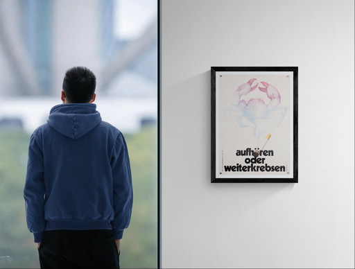 Aufhören oder weiterkrebsen DAK – 1970s – Original Vintage Anti-Drug Advertising Poster by Peter Welzel – Vintage – 59.4x42 cm A