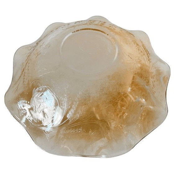 Image 1 of Bol vintage Jeanette Floragold Louisa en verre ondulé, années 1950