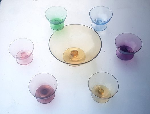 Image 1 of Ensemble de bols à dessert suédois en verre aux couleurs pastel, lot de 7