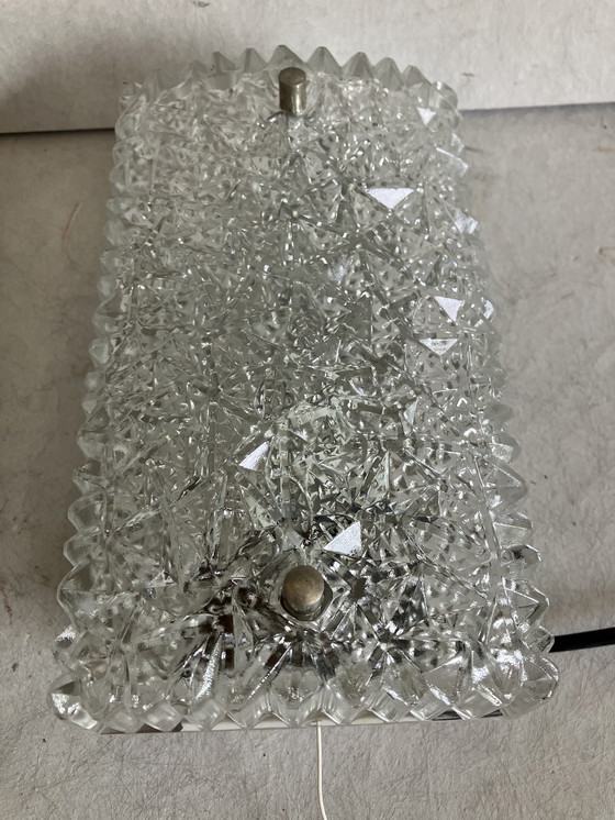 Image 1 of Lampade da parete vintage in vetro ghiaccio di Hoffmeister Leuchten