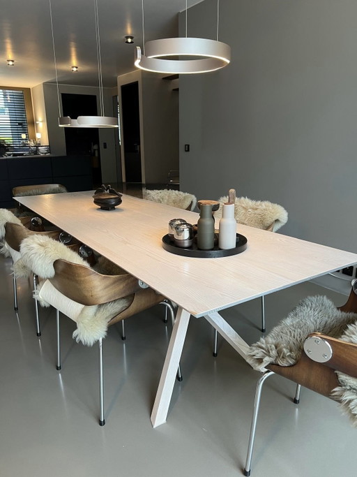 Mesa de comedor Montis XY, 270 x 90 cm, color blanco fresno.