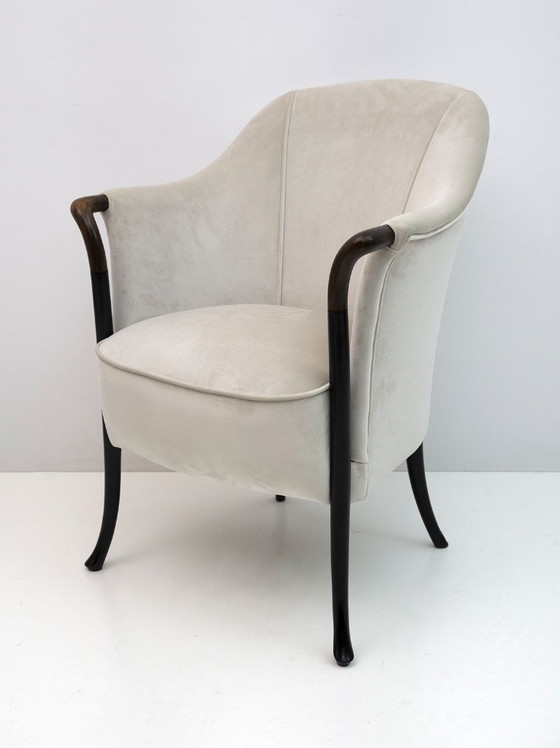 Image 1 of Paire de fauteuils italiens Giorgetti en velours "Progetti", années 1980