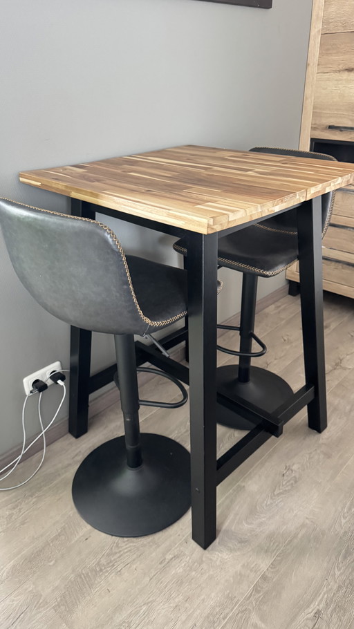 Table de bar 74x74 avec deux chaises