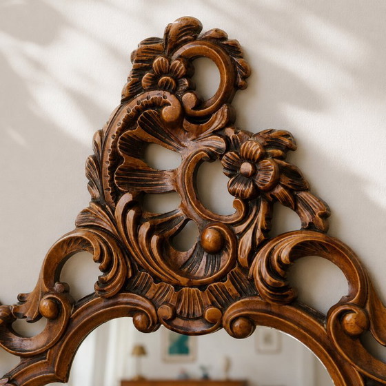 Image 1 of Grand miroir baroque vintage de style rococo Louis XV
