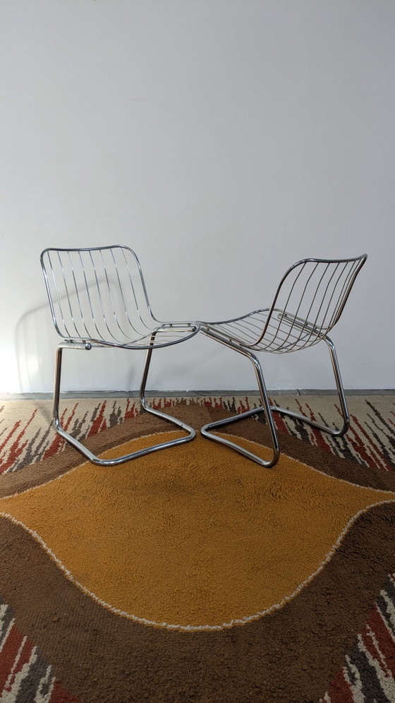Vintage Space Age Tafel en Stoelen – gastone Rinaldi, Eetkamerset, Glas, Metaal (photo 10 of 10)