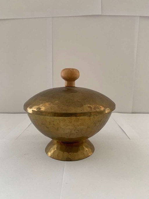 Emil Funk VEB Kunstschmiede Neuruppin Scatola con coperchio in ottone DDR Bauhaus