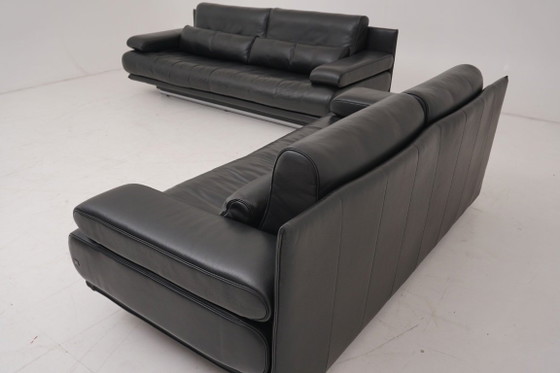 Image 1 of Rolf Benz 6500 Set Sofa Couch Three-seater Two-seater Leather Black