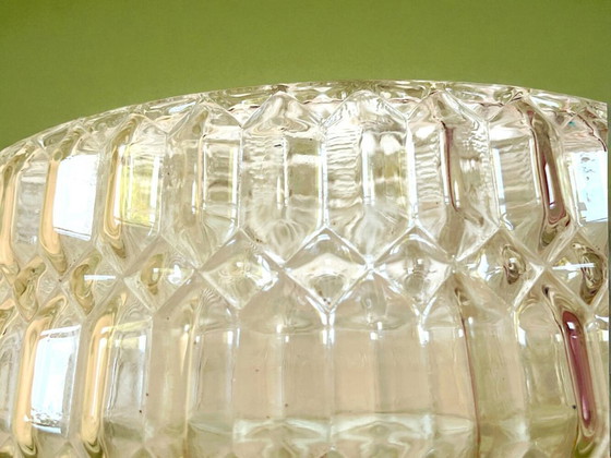 Image 1 of Grand plafonnier ou lampe murale à encastrer en verre hobnail givré