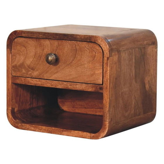 Mini comodino da parete in legno massello di mango con finitura caramello miele. – Artisan, Comodini, Wood (photo 3 of 10)