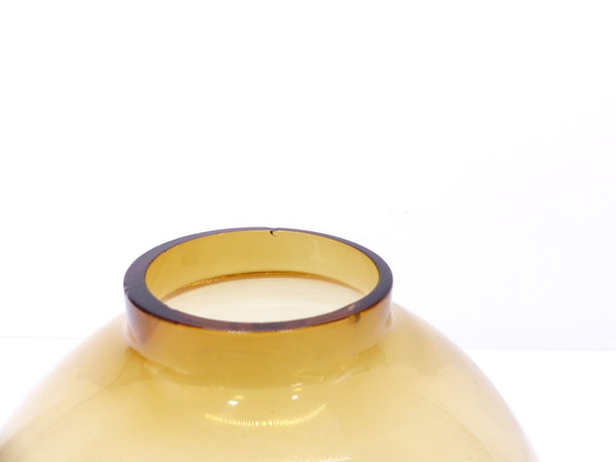 Image 1 of Set of 5 Hans-Agne Jakobsson Scandinavian Candlesticks Claudia Model in Brass and Amber Glass, Sweden, 1960