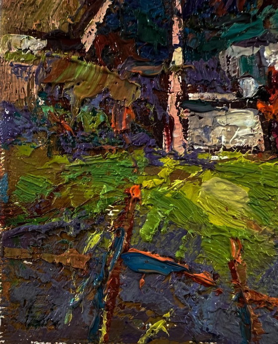 Original Oil Painting Autumn Village Landscape Country Day Near The Well – Paintings & Drawings, Canvas (photo 6 of 8)