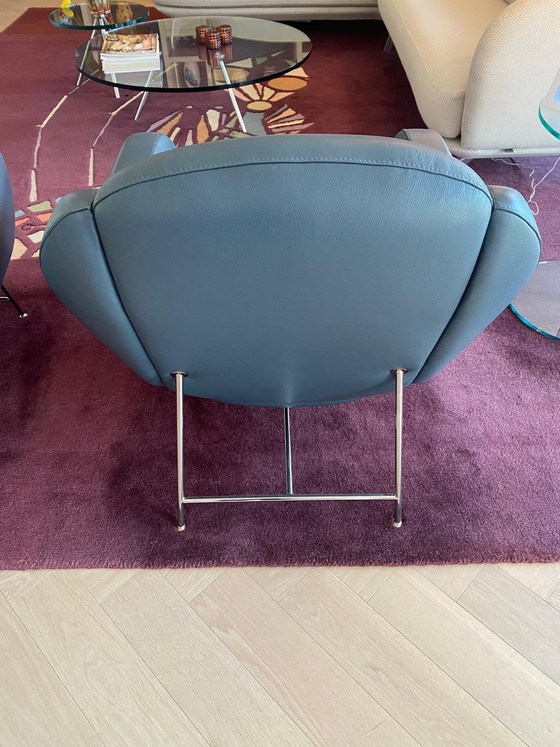 Image 1 of Fauteuil Anton Leolux blauw leer 