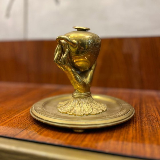 Image 1 of Inkwell “Hand of Glory”, gilt bronze, early 20th century - France