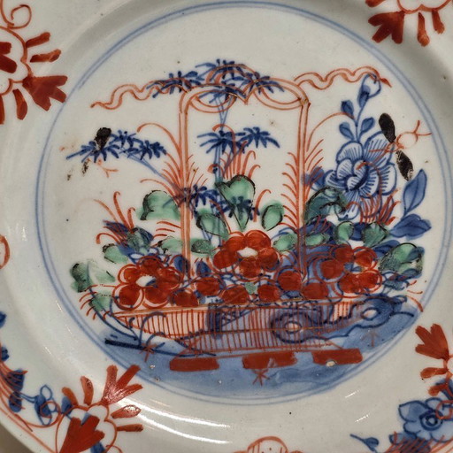 Assiette polychrome en porcelaine chinoise ancienne d'Amsterdam, XVIIIe siècle