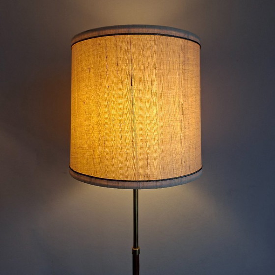 Image 1 of Mid Century Design Vloerlamp, 60 Ties. Brass En Palissanderhout.