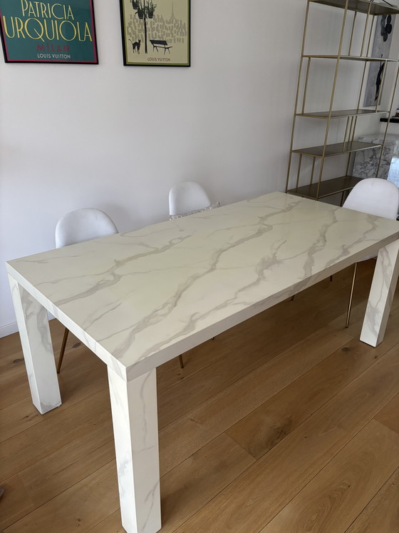 Image 1 of Westwing Carl dining table – marble effect – 180x90 – modern design”