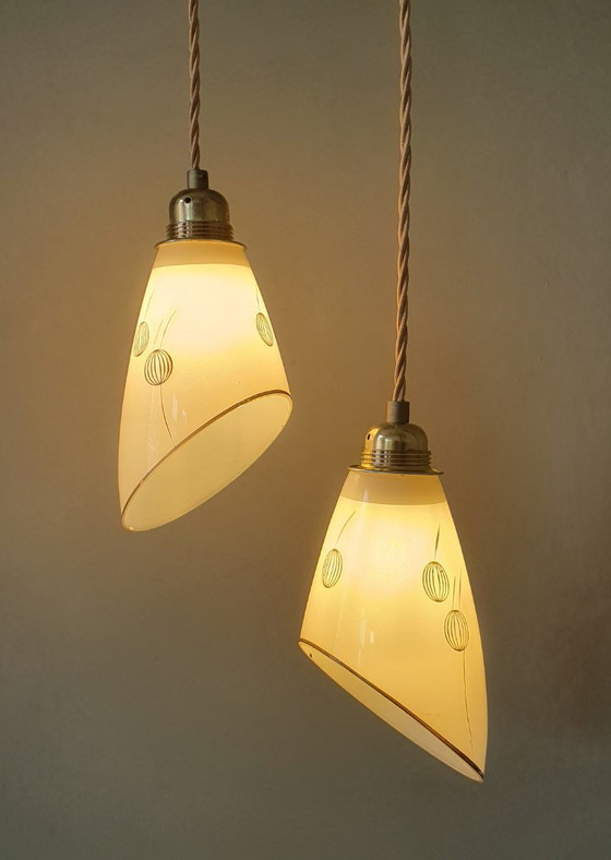 Set Vintage Hanglampen Met Decoratie. Beige / Zacht Geel – Metal (photo 10 of 27)