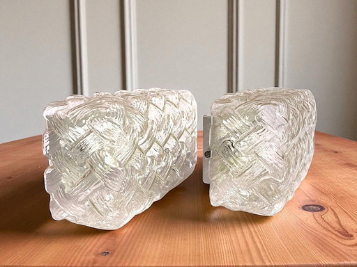 Paar rechteckige Glas fFlush mount Leuchten Decke oder Wand