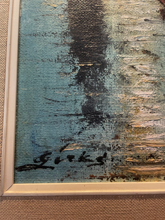 Image 1 of Pintura al óleo de Karl Dirks Barcos al anochecer