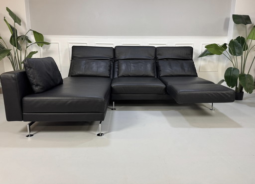 Brühl Moule corner sofa leather sofa black sleeping function