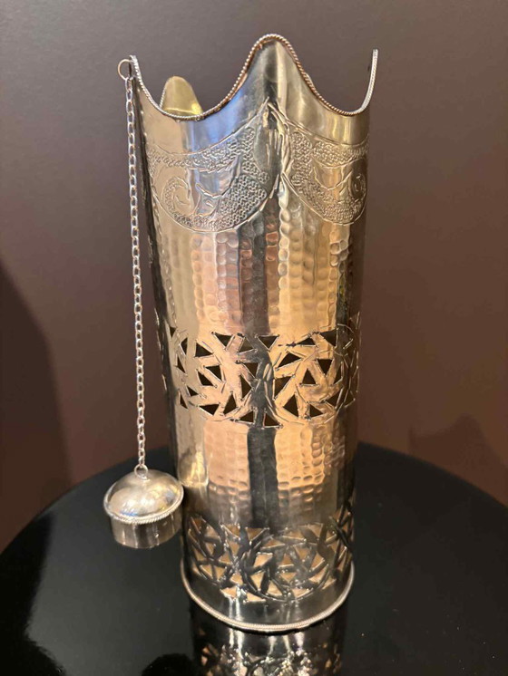 Image 1 of Handmade Moroccan Metal Water Bottle Cover with Stopper