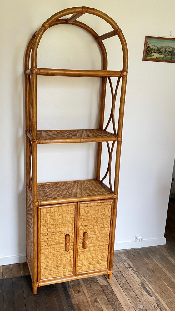Image 1 of Etagere Osier Bambou Vintage