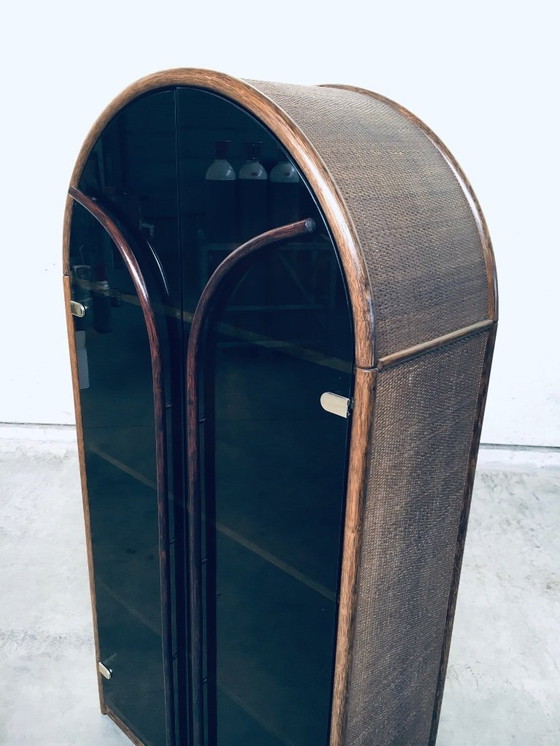 Image 1 of 1970er Design Rattan Bambus Highboard Vitrine