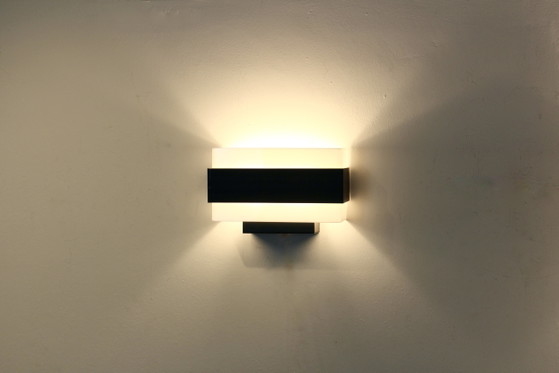 Stock of Louis Kalff Philips Wall Sconces in Black & White, Wall lights, Metal, Dutch Design Style (photo 8 of 12)