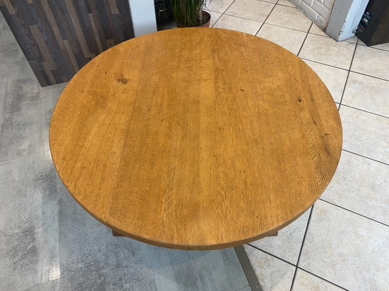 Image 1 of Round coffee table in solid oak, circa 1950