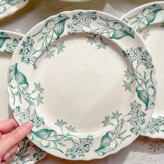 Set di 6 Piatti Piani Antichi in Ironstone "Lilac" – Longchamp XIX Secolo – Stoviglie, Vintage (photo 3 of 14)