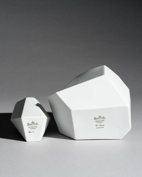 Image 1 of Rosenthal Bisque Porcelain Vase DUO by Achim Haigis Sculptural & Geometrical