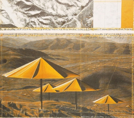 Image 1 of Christo : "Les parapluies (jaunes) - Japon/États-Unis 1991".