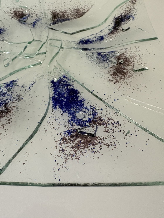 Image 1 of Dekorative Glasschale mit blauen und braunen