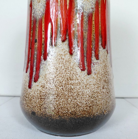 Vase Scheurich 549-21, Décor Lora Flamboyant Rouge, MCM Années 70 – Scheurich W-Germany, Ceramic (photo 9 of 11)