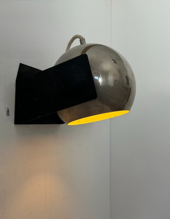 Image 1 of Coppia di applique regolabili, metallo cromato e nero opaco, Francia 1970