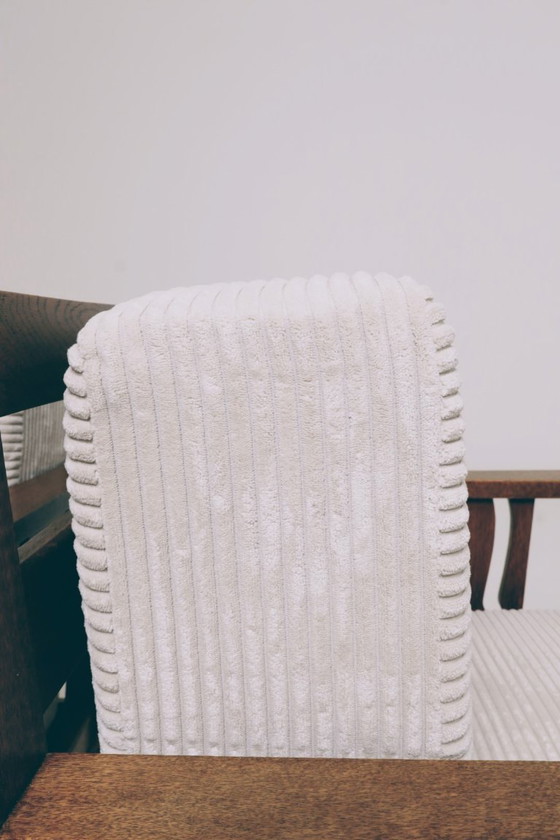 Image 1 of Vintage armchair brutalism style off white corduroy 1960