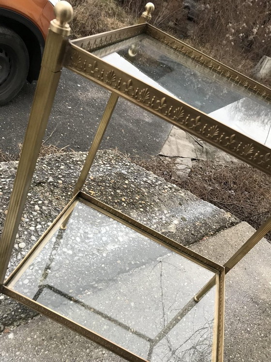 Hollywood Regency Style Brass and Glass Two-Tier Side Table, 1960s (photo 8 of 10)