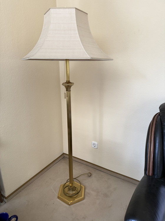 Image 1 of Lampada da terra vintage con paralume in tessuto
