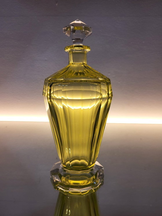 Image 1 of Val Saint Lambert “Montmartre” shaker / karaf met 2 glazen in uraniumglas ca. 1930