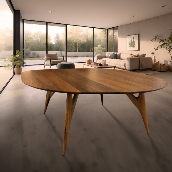 Image 1 of Mesa de comedor GREYGE KAI de nogal macizo – Diseño italiano hecho a mano
