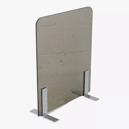 Saint-Gobain firewall, Chromed Steel and Smoked Glass, France