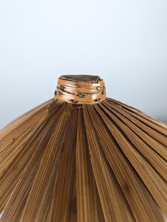 Image 1 of Bamboo and Rattan Table Lamp with Woven Shade, 1950s